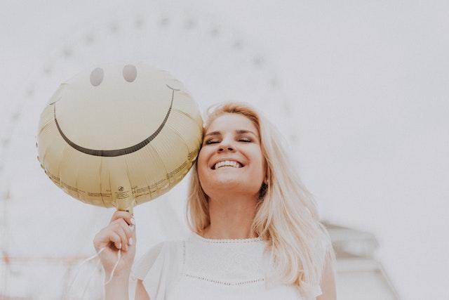 woman with a balloon